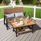 Outdoor 2-Piece Rattan Coffee Table Set with Storage Shelf and Cushions